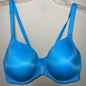 Modern Movement Front Close Bra 40DD Blue Underwire Satin Lined Adjustable Strap